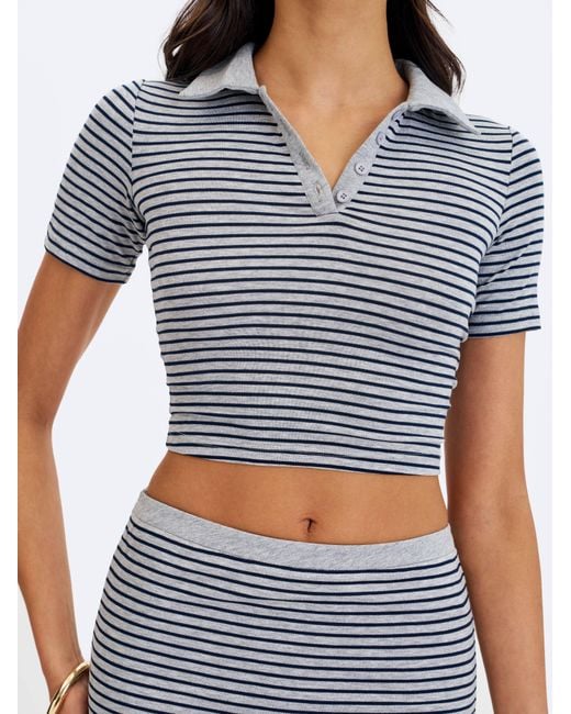 Miss Circle New York Blue Westley & Lyocell Jersey Striped Polo Top
