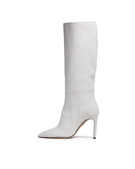 Beautiisoles by Robyn Shreiber Made in Italy Gray Neutrals Yara Off- Tall High Heels Suede Boot