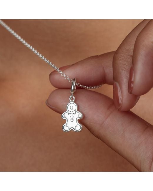 Lily Charmed Metallic Sterling Gingerbread Biscuit Charm Necklace