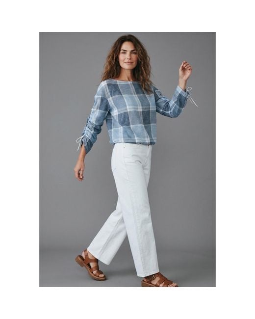 SNIDER Blue Plaid Drawstring Top