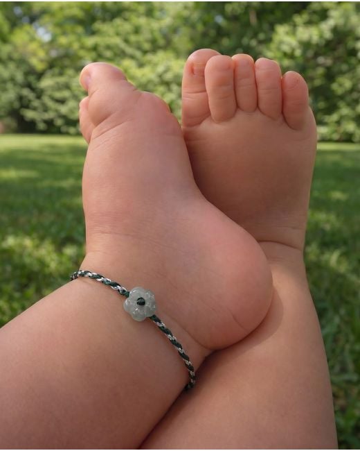 seree Metallic Baby Collection Blossom Jade Flower Woven Baby Bracelet Anklet