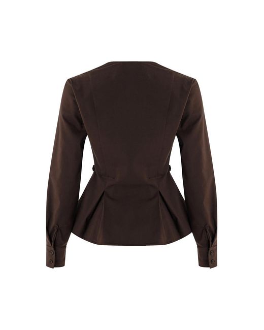 Exquise Brown Ashlynn Wrap Collar Shirt