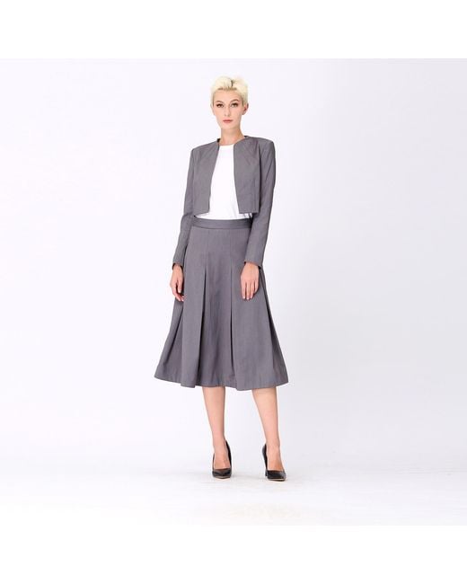 Smart and Joy Gray Flared Pleats Skirt