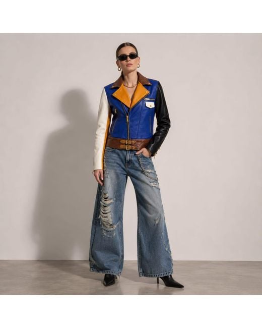 Zasta Studio Blue Artifact Theory Biker Leather Jacket D