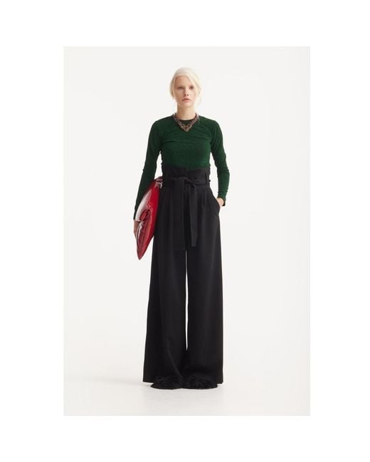 Julia Allert Black High Waist Long Wide Leg Trousers –