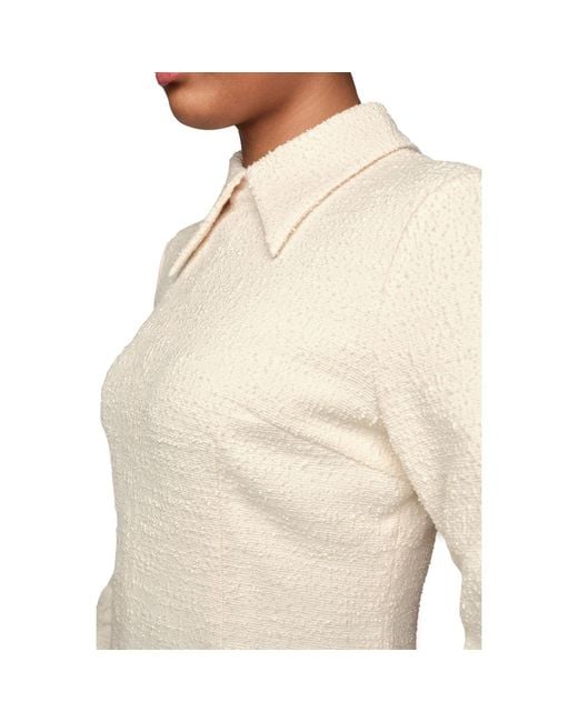 AMAANALUX White Neutrals Collar Boucle Structured Mini Dress, Cream