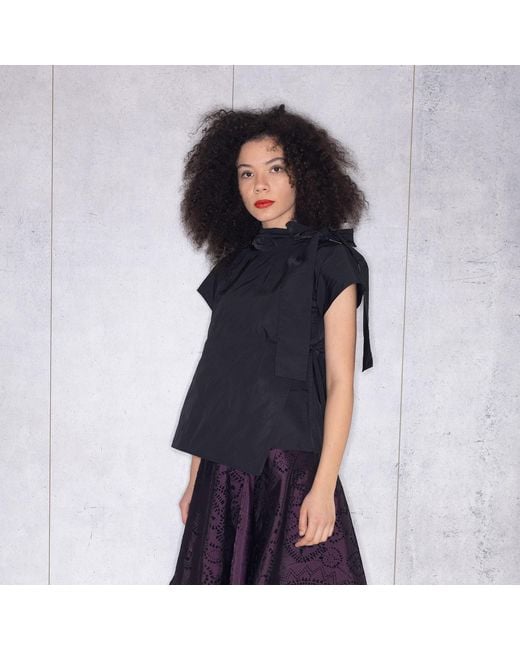 Bianca Popp Black Halves Blouse With Shoulder Ribbon