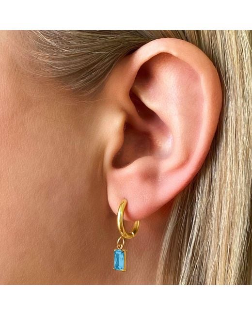 Evie Jewelry Metallic Luxe Aquamarine Drop Huggie Earrings