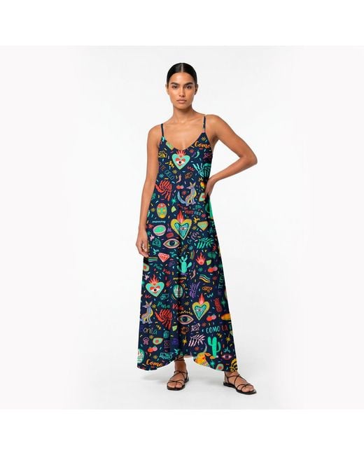 Aloha From Deer Blue Colorful Mexico Maxi Dress