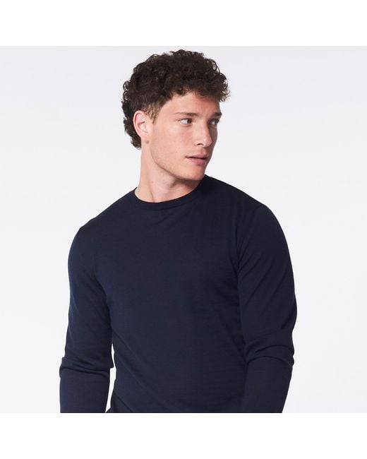 George Patrick Blue Midnight Crewneck Cashmere Sweater for men