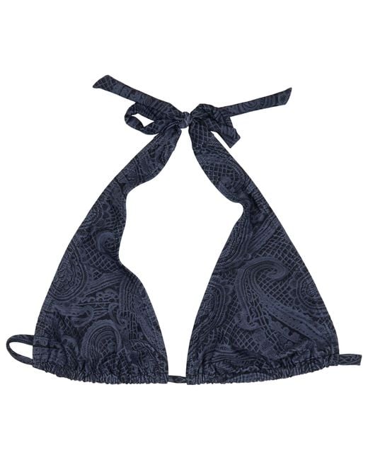 Lords of Harlech Blue Raquel Crochet Paisley Caviar Bikini Top