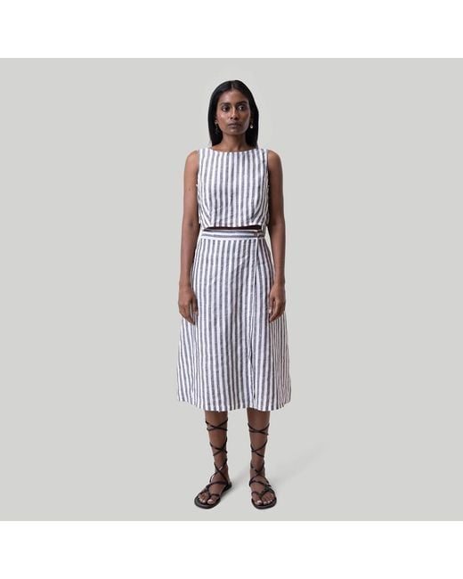 REISTOR Blue Overlap Midi Skirt