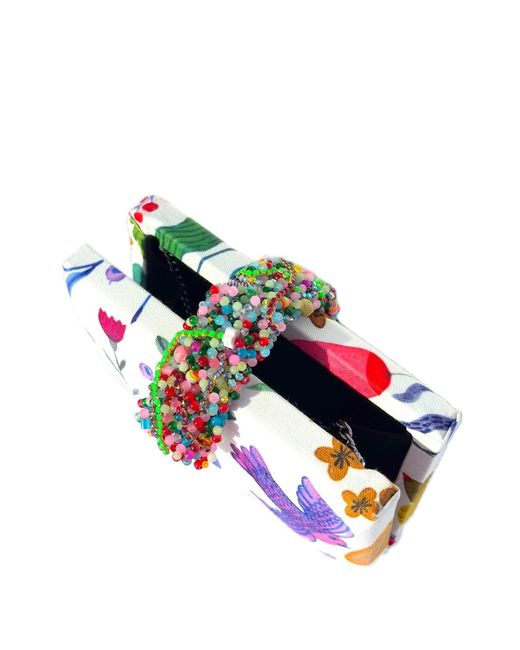 Simitri Multicolor Garden Party Beaded Fringe Clutch