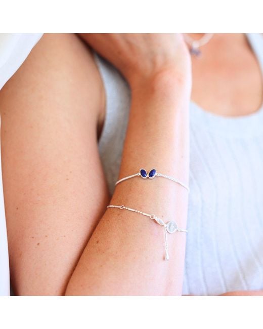 Linda Fiore Metallic You & Me Baby Sterling Bracelet With Lapis Lazuli Stones