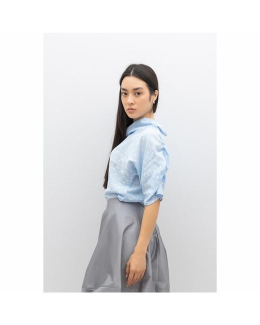 Bianca Popp Blue Puff Blouse With Collar