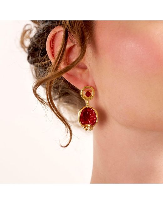 Kybele Studio Metallic Pomegranate Earrings With Jade Accents