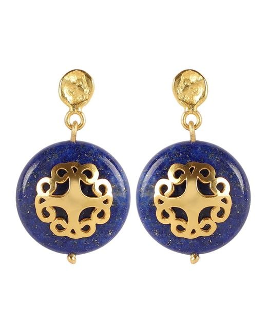 Lila Rasa Metallic Lapis Lazuli Necklace With Filigree