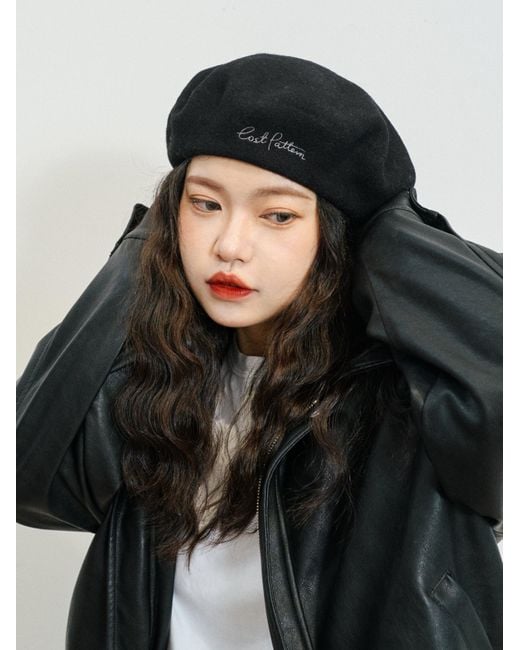 Lost Pattern Black Bon Chic Wool Beret