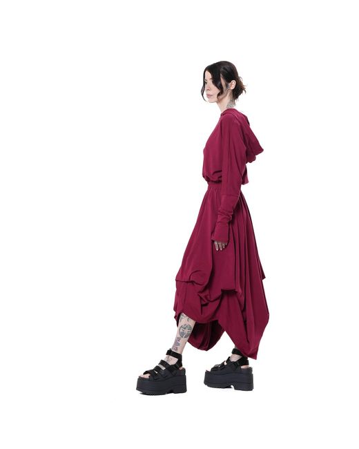 Metamorph Purple Hooded Midi Dress