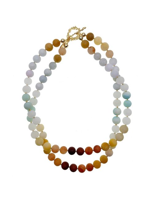 Farra Metallic Gradient Brown Jade Double Layers Necklace