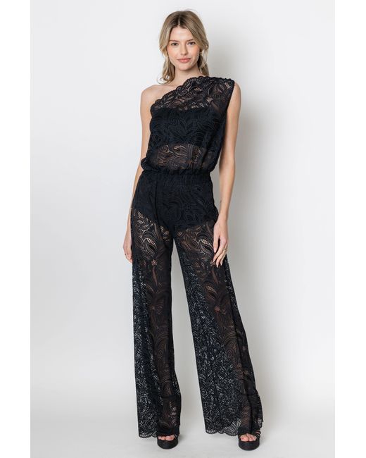Zetaye Blue Lyric Lace One Shoulder Top