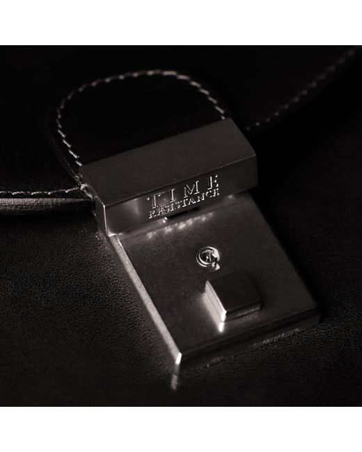 Time Resistance Black Classic Design Leather Briefcase for men