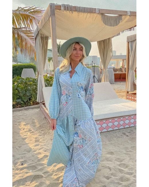 Palm Collective Blue Tulonne Maxi Dress