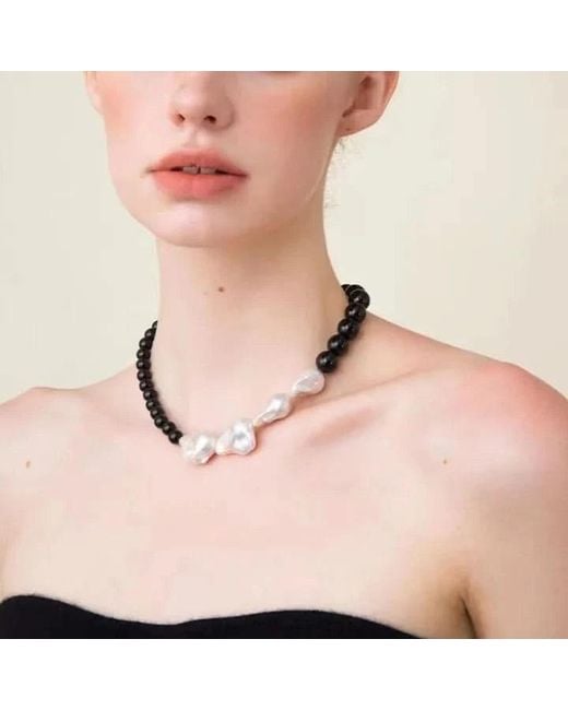 Angel Barocco Black Baroque Pearl Onyx Choker Necklace