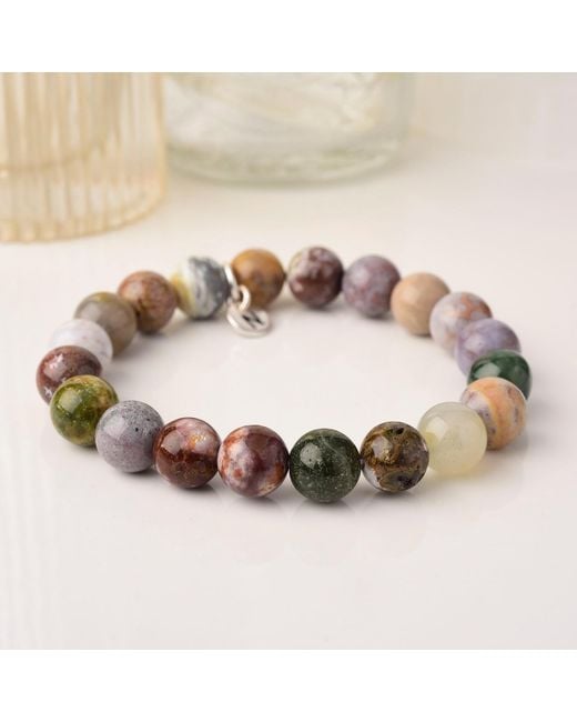 Nellou Jewellery Metallic Affinity Ocean Jasper Gemstone Bracelet for men