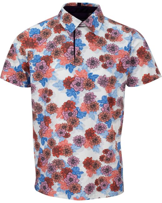 Lords of Harlech Red Pietro Snap Floral Polo Shirt for men