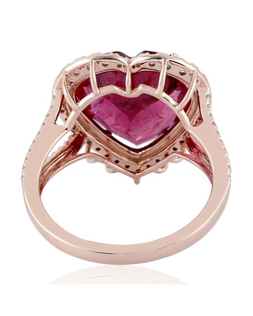 Artisan Red Tourmaline Gemstone & Diamond Cocktail Ring