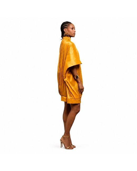 Chuks Collins Metallic Tola Batwing Sleeve Dress