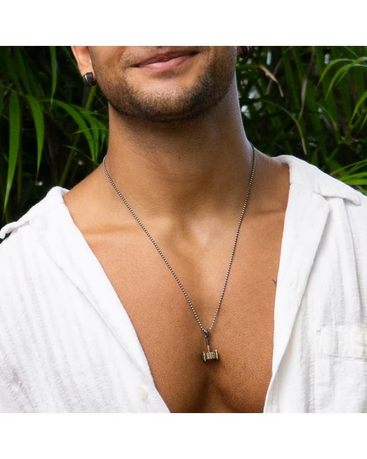 Ebru Jewelry White Viking Thor Hammer Sterling & Pendant Necklace for men