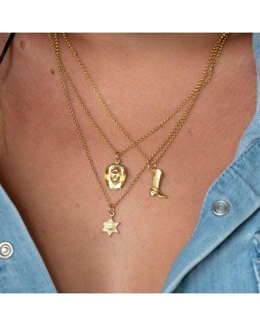 Scream Pretty Metallic Cowboy Hat Charm Necklace