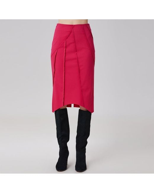 Smart and Joy Pink Asymmetric Structural Lines Skirt
