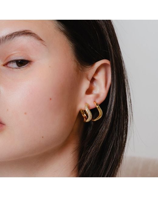 Nazzar Metallic Wave Hoop Earrings