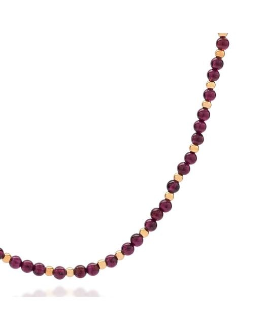 Nellou Jewellery Brown Jewel Bead January Birthstone Necklace Plated Sterling