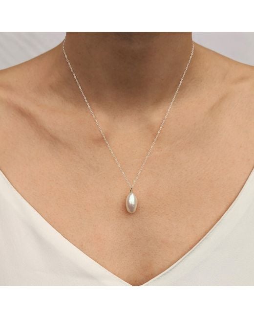 Kiri & Belle Metallic Florence Baroque Pearl Pendant Sterling Necklace
