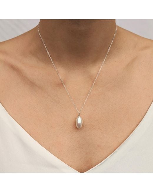 Kiri & Belle Metallic Florence Baroque Pearl Pendant Sterling Necklace