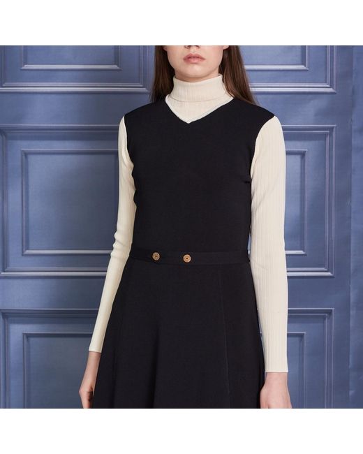 Roch Perel Black Neutrals And Ivory Contrast Knitted Dress