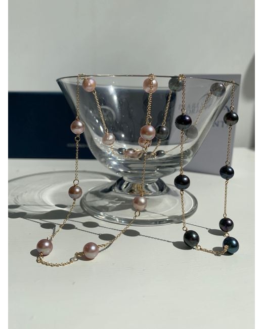 Pearls of the Orient Online Metallic Gratia Plated Chain Necklace With Cultured Freshwater Pearls