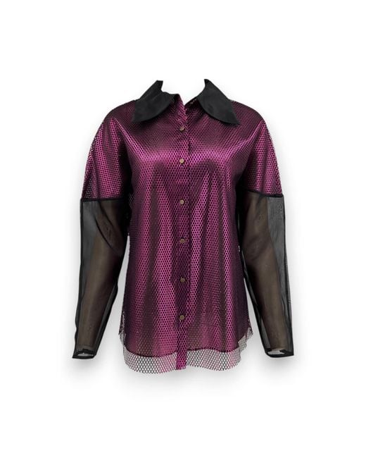 Monzlapur New York Purple Mesh Silk Organza Shirt