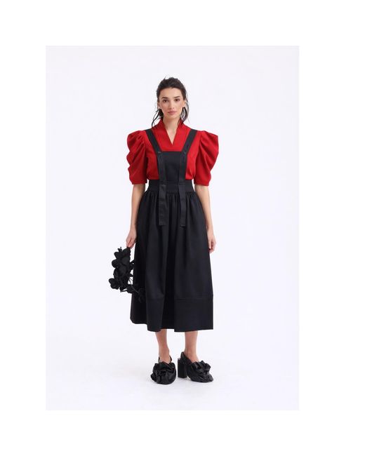 Julia Allert Red V-Neck Puff Sleeve Top