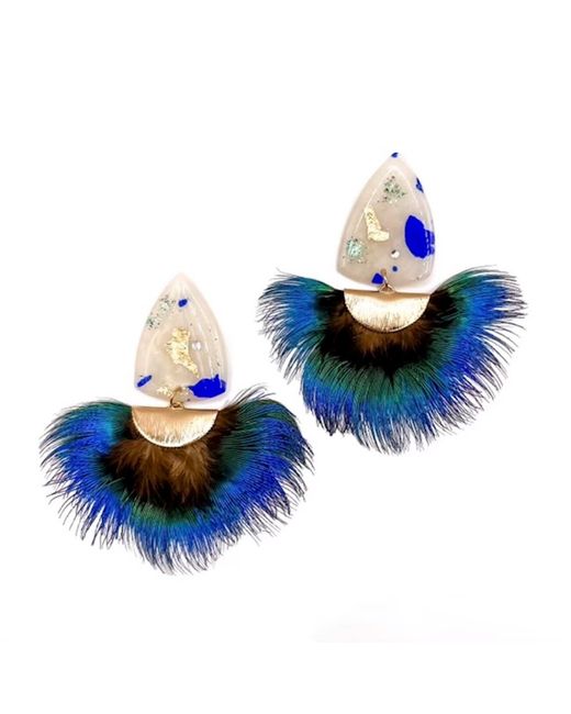 Babaloo Blue Venus Fan Earrings