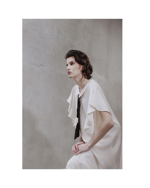 Julia Allert White Neutrals Double-Layer Satin Midi Dress With Tie Detail – Ivory