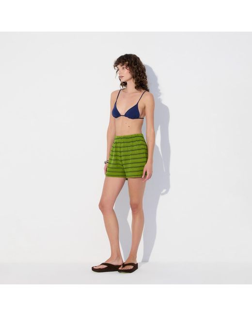Thisisu Collection Green Solea Striped Knit Beachwear Shorts