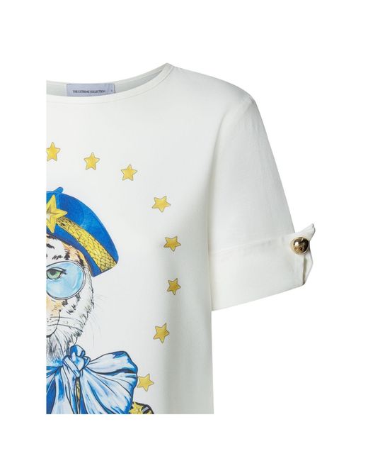 The Extreme Collection Blue Printed T-Shirt With Buttons