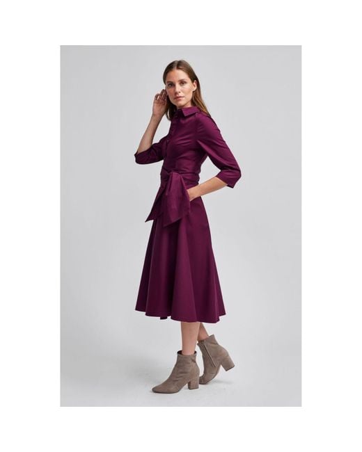 Marianna Déri Purple Aubergine Shirt Dress With Tie Belt