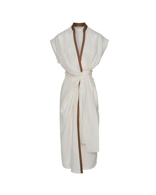 The Summer Edit Gray Kaia Luxe Linen Wrap Dress