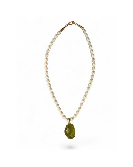 ORIGIN OF HEARTS Metallic Neutrals Verdant Pearl Necklace